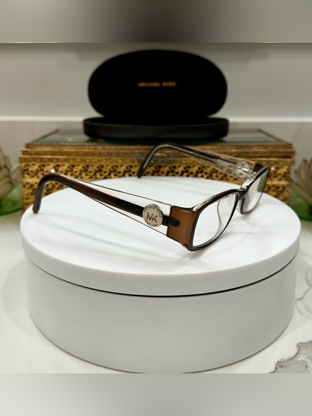 Michael Kors MK588 2 Silver/Black/Clear/Brown Bold Rx Eyeglass Frames w/ MK Case